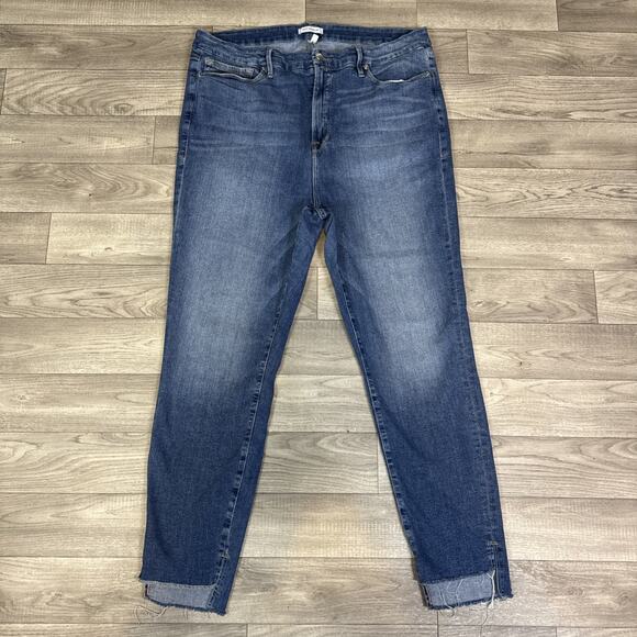 Good American High Rise Good Legs Straight Leg Jeans Medium Wash sz 22 - Picture 2 of 8